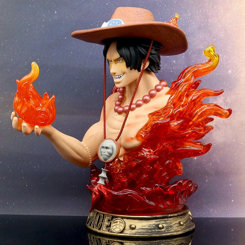 38cm One Piece Anime Figures Sabo Portgas D Ace One Piece Flame Bound Battle Action Figure Cartoon Statues Model Doll Gift Toys