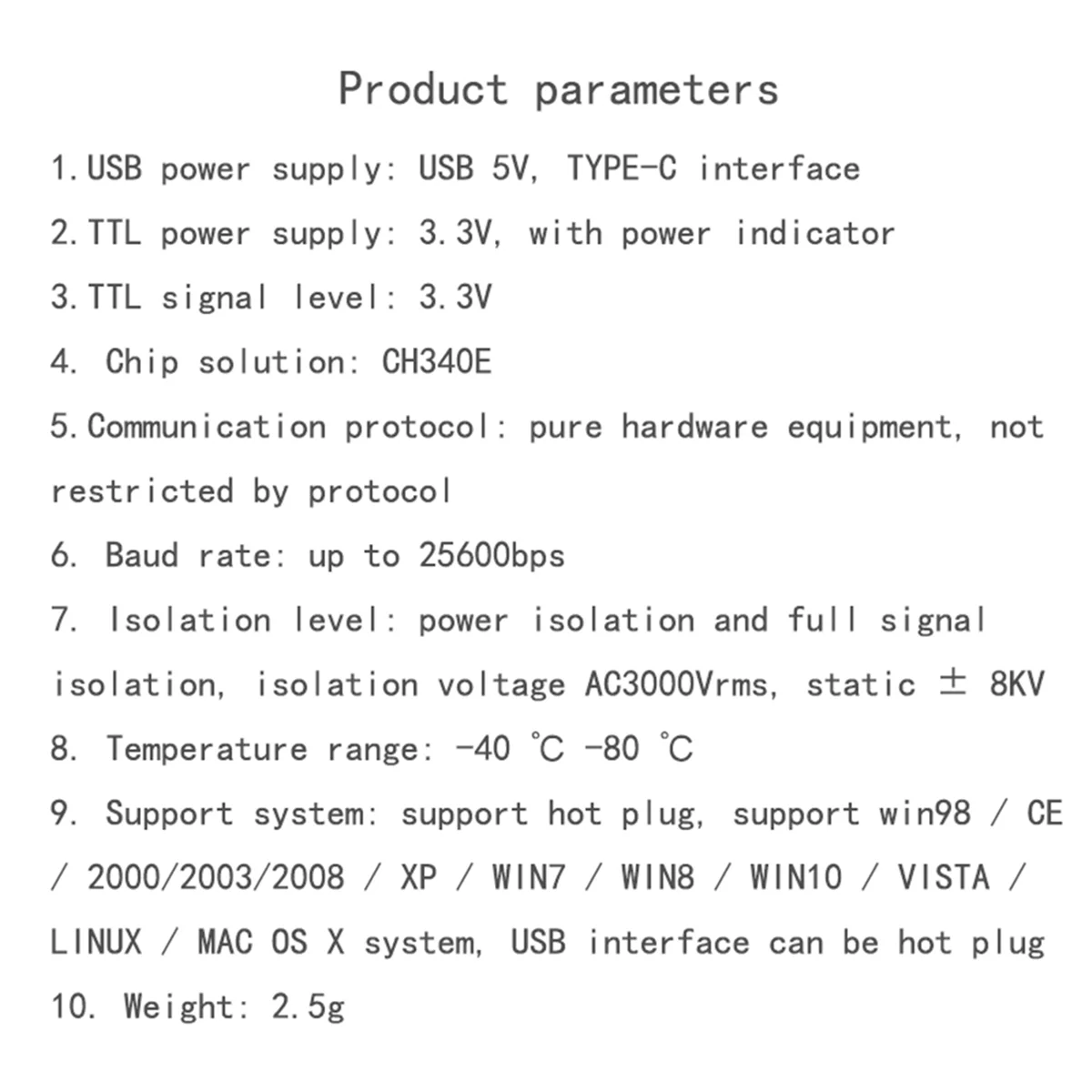 USB-C naar seriële poort UART-kaartmodule Geïsoleerde USB naar TTL-module 3,3 V TYPE-C Downloadkabel Upgradeborstel IndustrialN01R