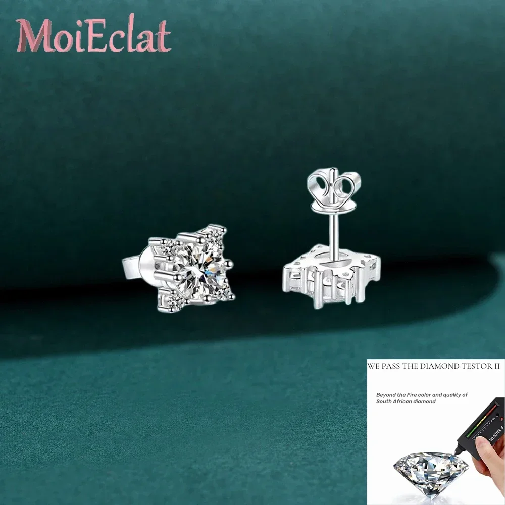 

Snowflake Ear Studs, 0.5/1CT Moissanite Diamond, PT950 Platinum Earrings Women, Engagement Lady Wedding Fine Jewelry