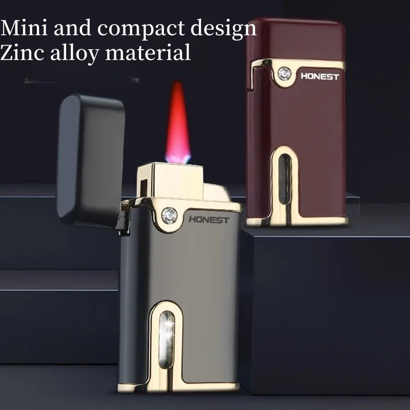 

Honest Metal Windproof Direct Charge Red Flame Lighter Transparent Gas Box Portable Mini Lighter Light Luxury Men's Gift