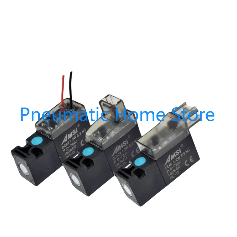 HF 10mm Mini Solenoid Valve 2/3-Way Vacuum Vibrator Pneumatic Mini Flow Control 24V/12V/6V Pilot