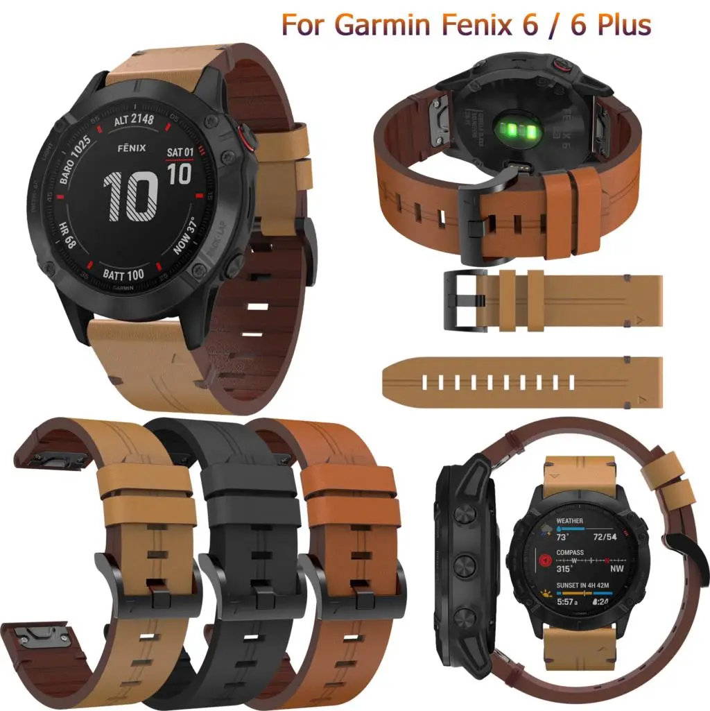 Fashion Leather Band Strap 22mm Quick Fit Bracelet For Garmin Fenix 6 Pro/5/5Plus/Forerunner 935 945 Wristband Replacement Strap