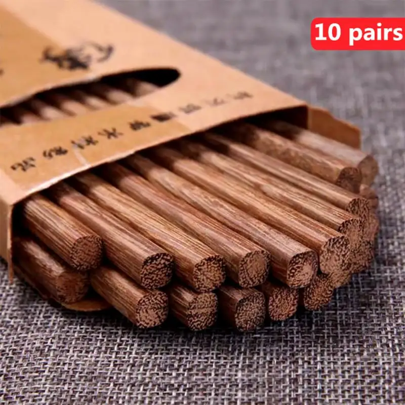 10 Pairs Chinese Chopsticks Reusable Healthy Non-slip Wooden Chop Sticks Sushi Food Household Tableware Kitchen Utensils New