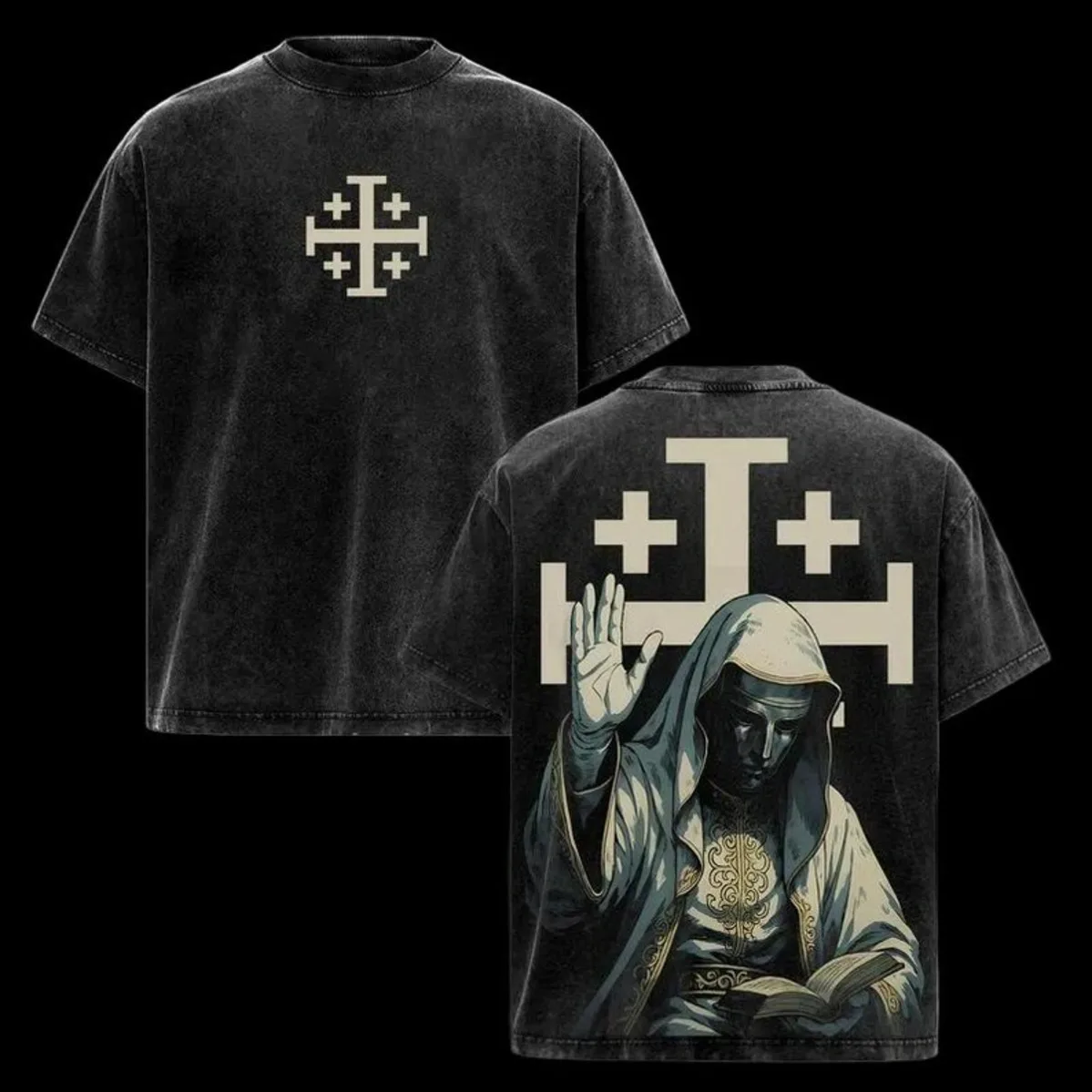 T-shirt graphique vintage Baldwin IV Crusader Leader Reborn en style streetwear, imprimé rétro, parf