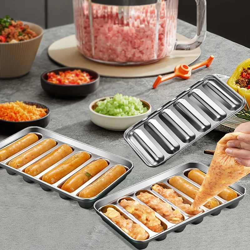 قالب سجق من الفولاذ المقاوم للصدأ - مثالي للنقانق المنزلية ولحم الخنزير والأطعمة العائلية - سهل التنظيف، أداة مطبخ متينة، سهلة التنظيف