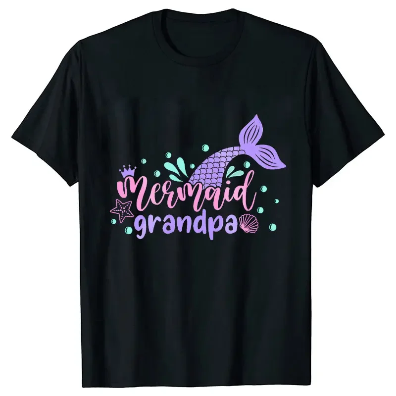 2024 Fashion Matching Family Outfits Girls Birthday Party T-shirt Mermaid Y2k Graphic Tops Unisex Streetwear Kids Black Clothing