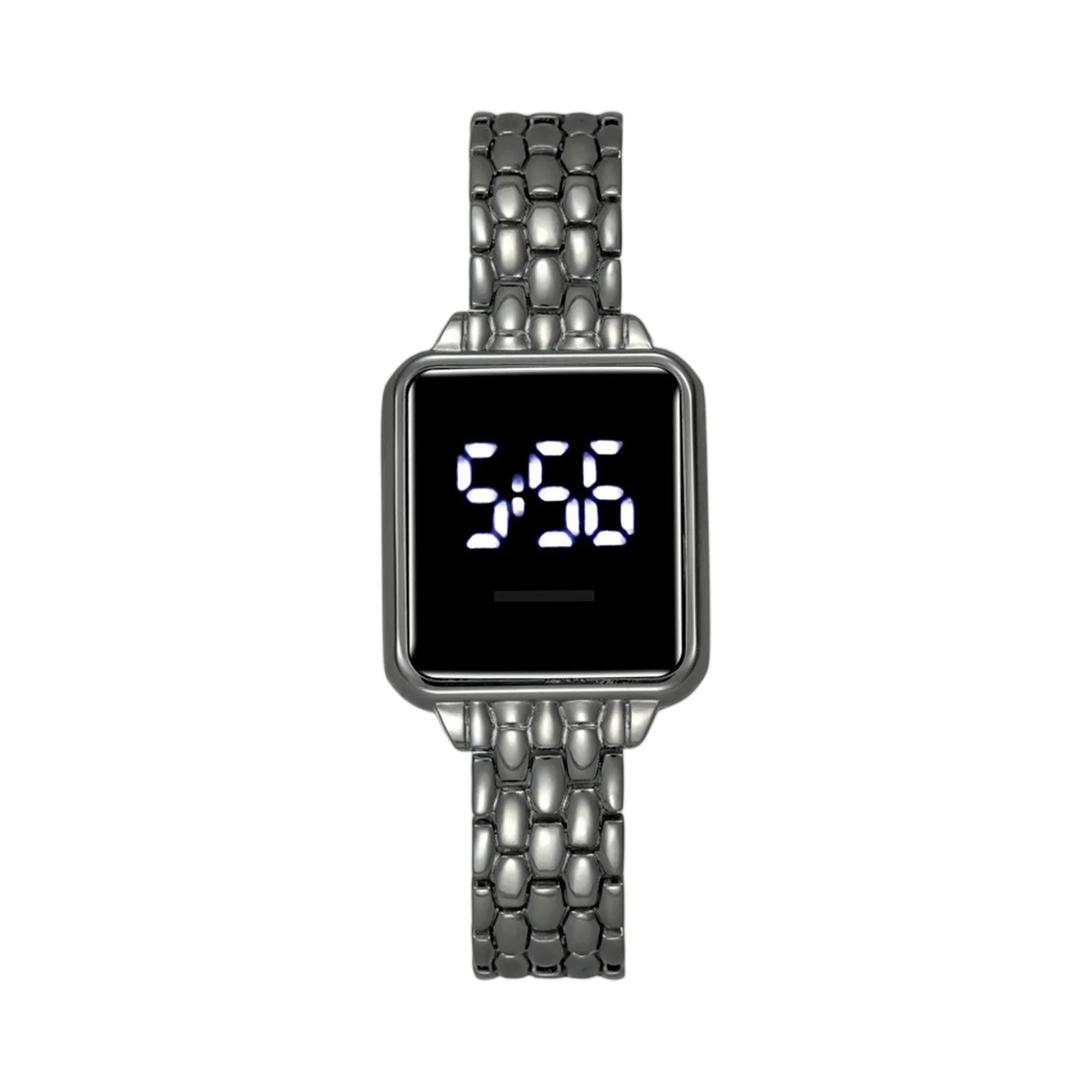 ساعة يد نسائية فاخرة بإضاءة عصرية كاجوال بنمط مربع وشاشة LED ساعة يد نسائية ملابس يومية تتطابق مع الديكور