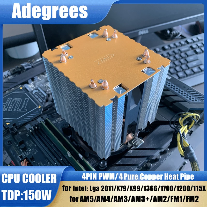

4 Heat Pipes CPU Cooler Tower PC Procesor Radiator for Intel LGA 1700 1200 1150 1151 1155 2011 X79 X99 1366 AM5 AM4 ventilador