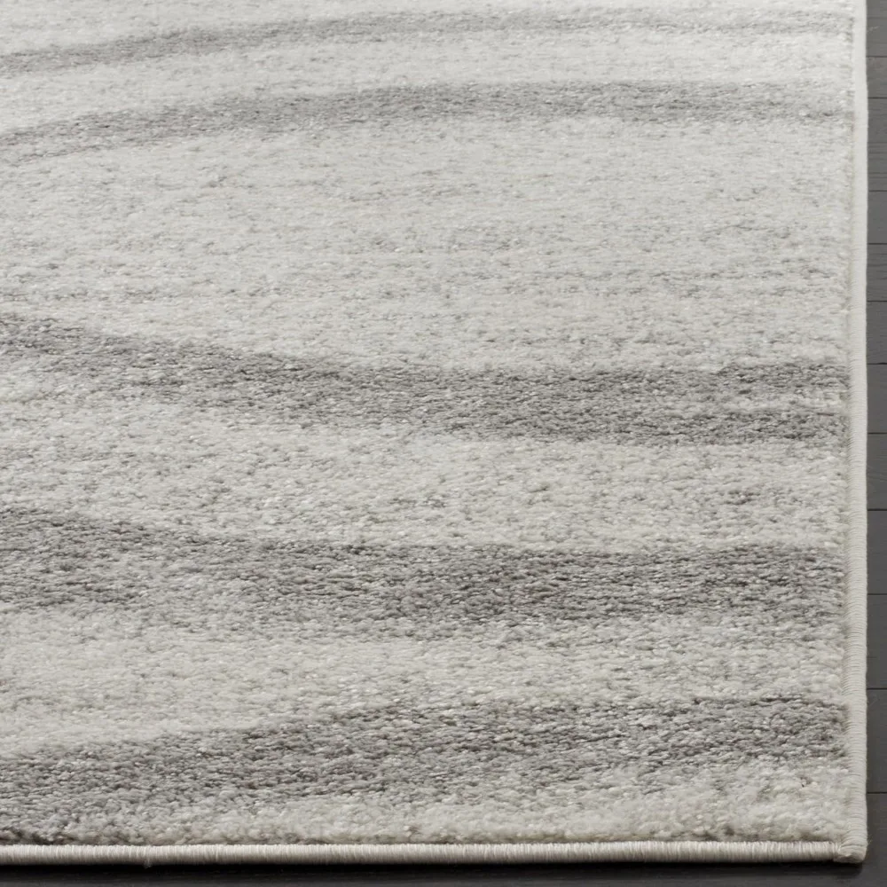 جودة عالية - سجادة منطقة مجموعة آديرونداك - 9 × 12 بوصة، كريمي ورمادي، تصميم مموج حديث، غير قابل للتساقط والعناية السهلة #4