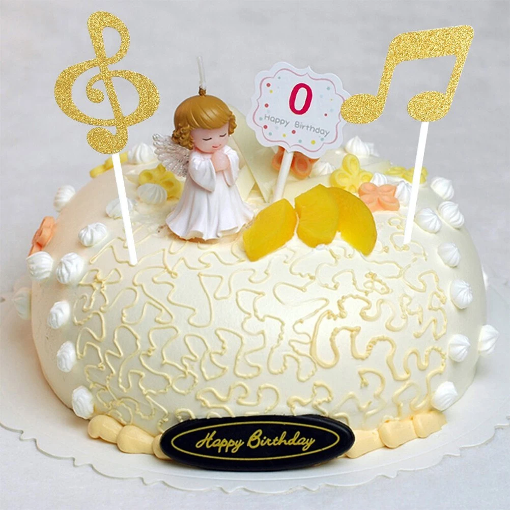 

6 Pcs Cake Toppers Musical Notes Cupcake Decorations Birthday Party Supplies Safe Reusable Wedding Events Cake Inserts