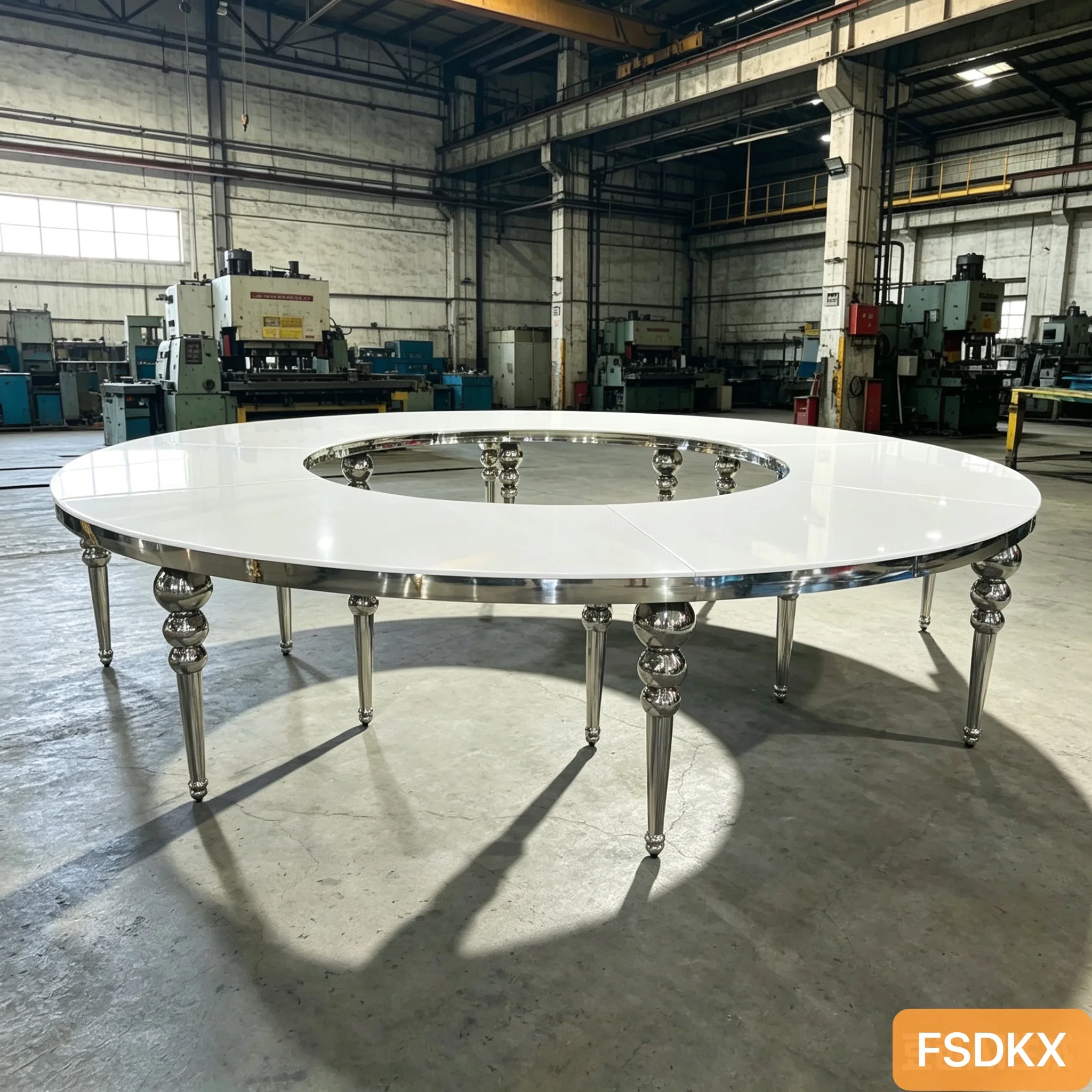 Luxury Stainless Steel Moon Table Half Round Hotel Event Serpentine Wedding Table