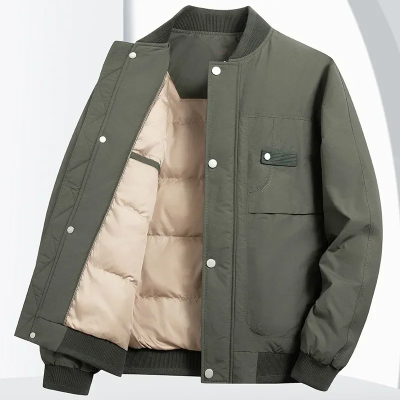 

Vintage Men's Down Jacket 2023 Autumn/Winter New Lightweight Loose Fitting Baseball Collar Jacket