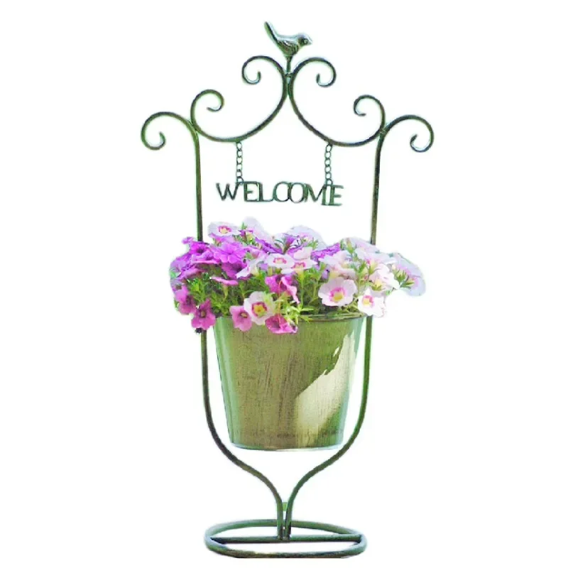 

Flower pot wrought iron outdoor courtyard garden flower basket outdoor balcony tin hanging orchid flower bucket