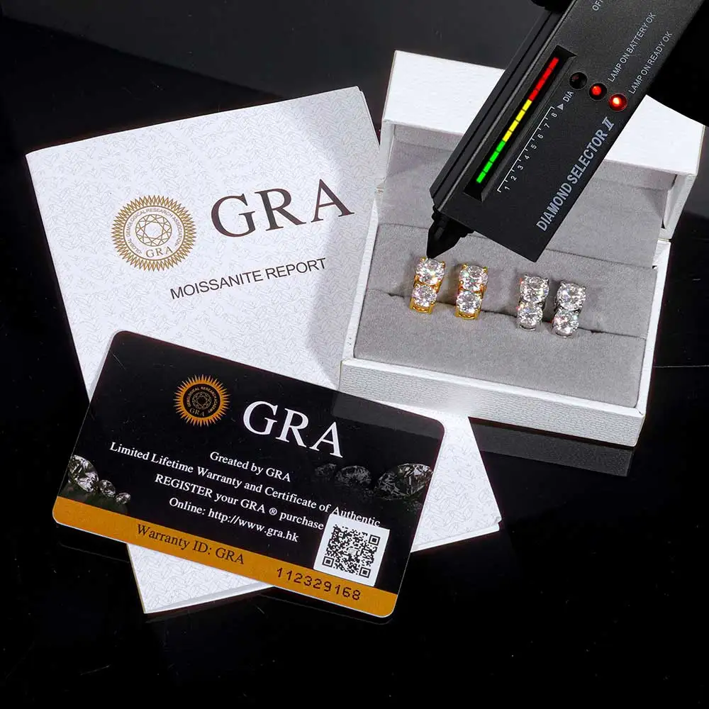 

Серьги ICEBLING с муассанитом, 7 мм и 6 мм, двойные круглые, VVS, из стерлингового серебра S925, парные, подарок на День святого Валентина