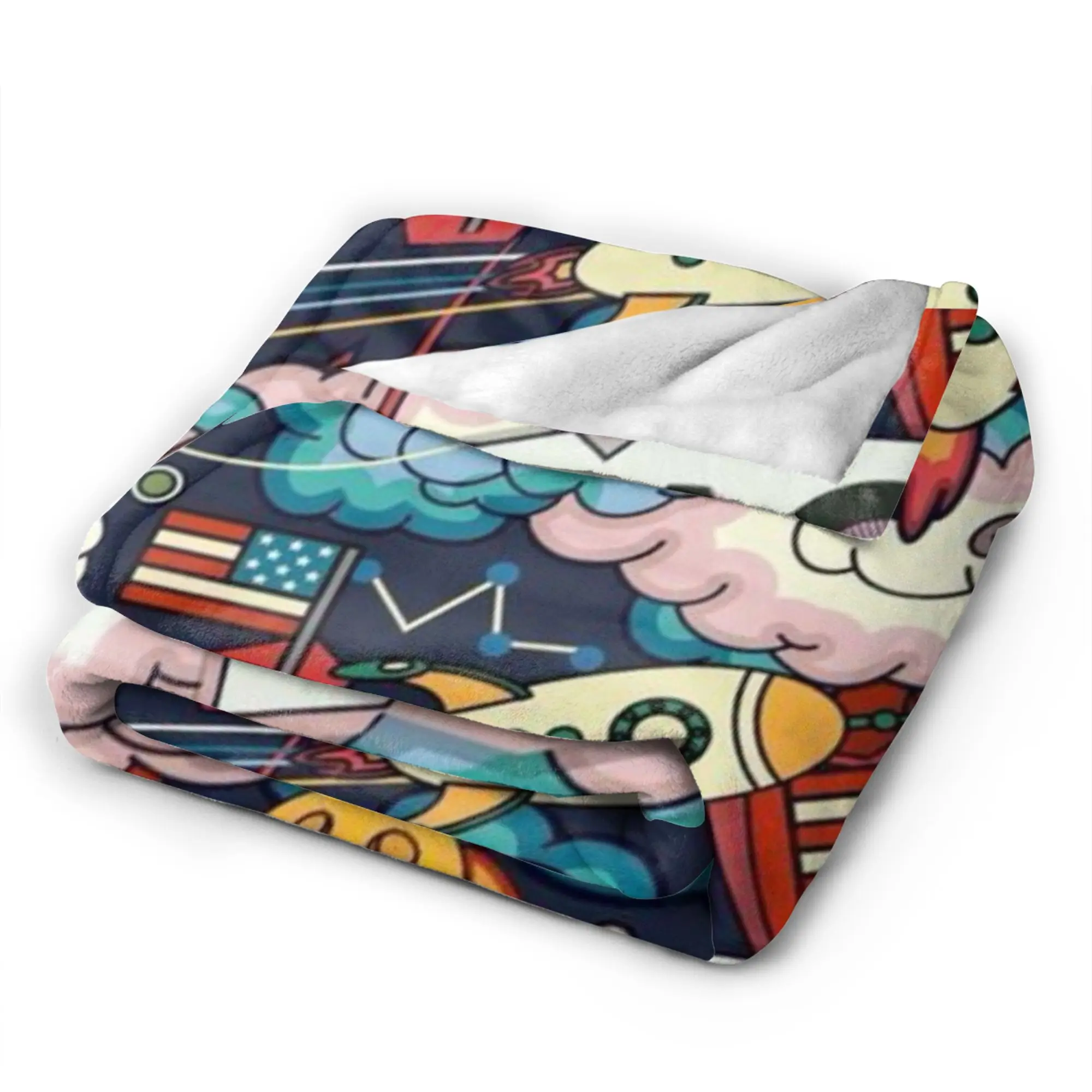 Space Planets Rockets  Plush Blanket Students  Flannel Bedding Throws For Couch Chair Soft Custom DIY Quality Bedspread Gift