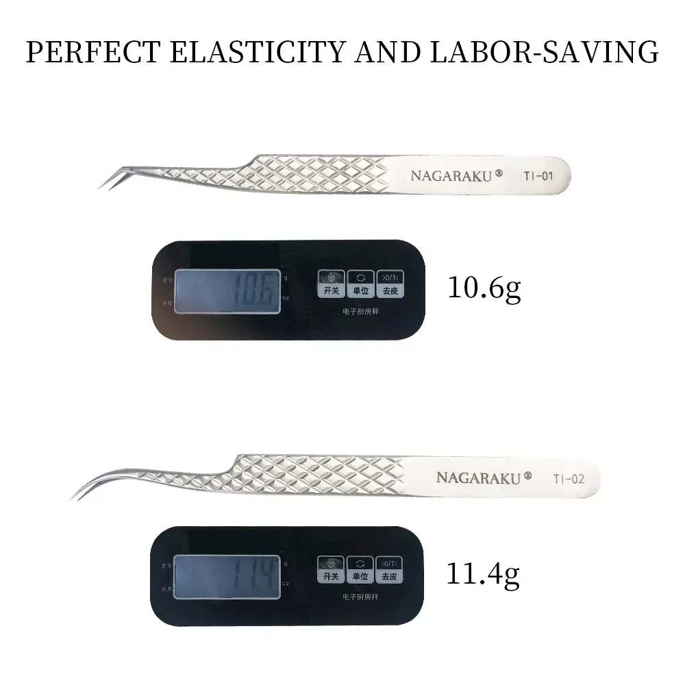 NAGARAKU Eyelash Extension Tweezers Makeup Titanium Alloy High Quality Elasticity Labor-saving Professional Lash Tweezers