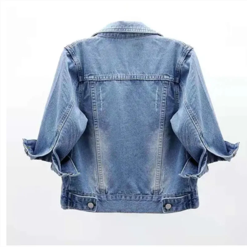 Imagem -02 - Verão Feminino Denim Jaqueta Azul Cor Cabolsa Casual Famale Outerwear Novo