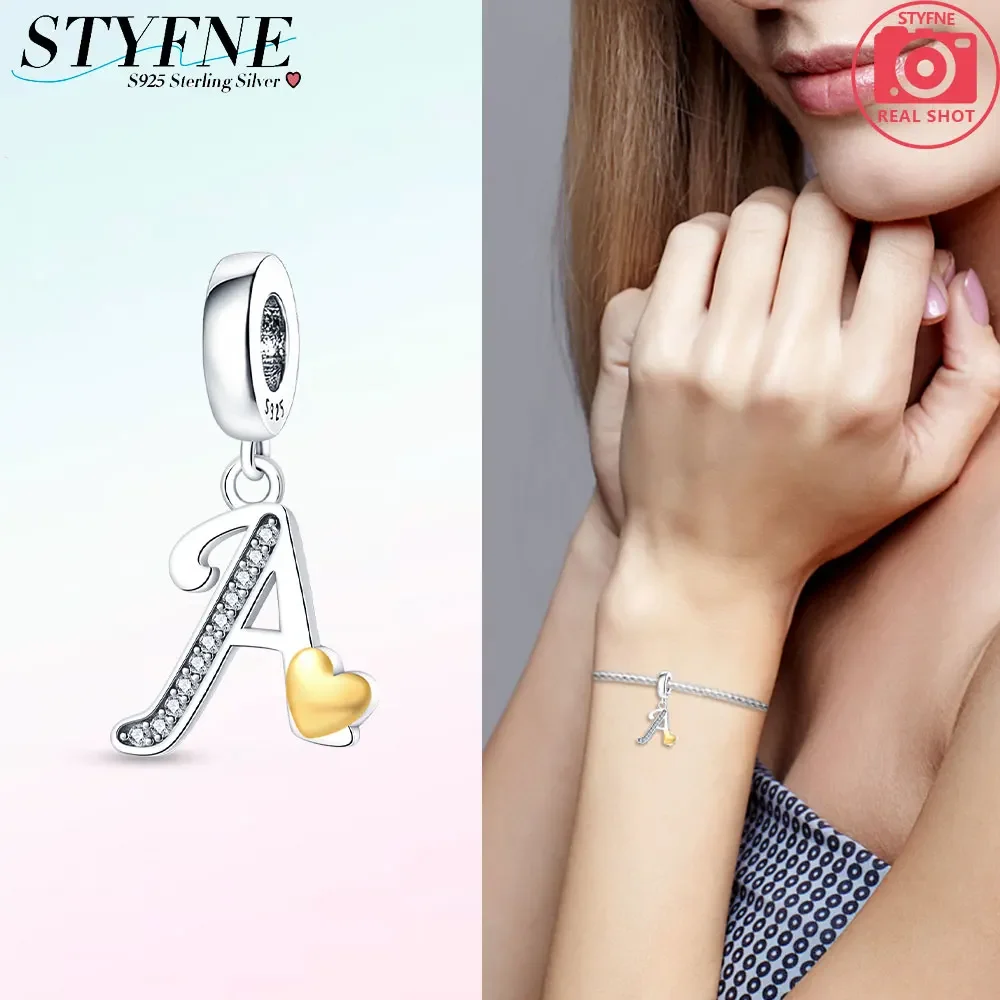 الأصلي الأبيض الزركون روز على شكل S925 الفضة رسالة القلب الوردي تصميم الخرز سحر صالح سوار المرأة Diy بها بنفسك غرامة هدية الإكسسوار #5