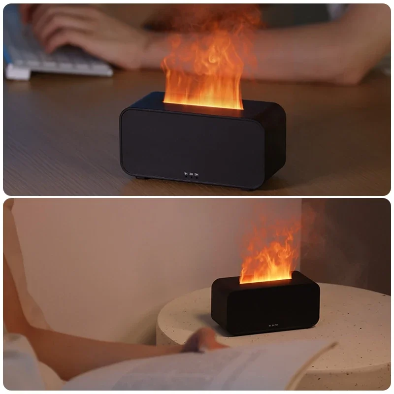 Colorful Flame Fireplace Aroma Diffuser for Home Bedroom Air Humidifier with Timer Remote Control Humidifier Creative Gift