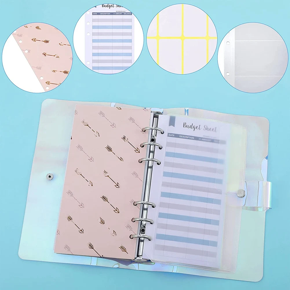 ซองพีวีซี A6สมุดบันทึกเงินซองจดหมายเงินงบประมาณแผ่นค่าใช้จ่ายงบประมาณสำหรับลูกสาวแฟนแม่และญาติ