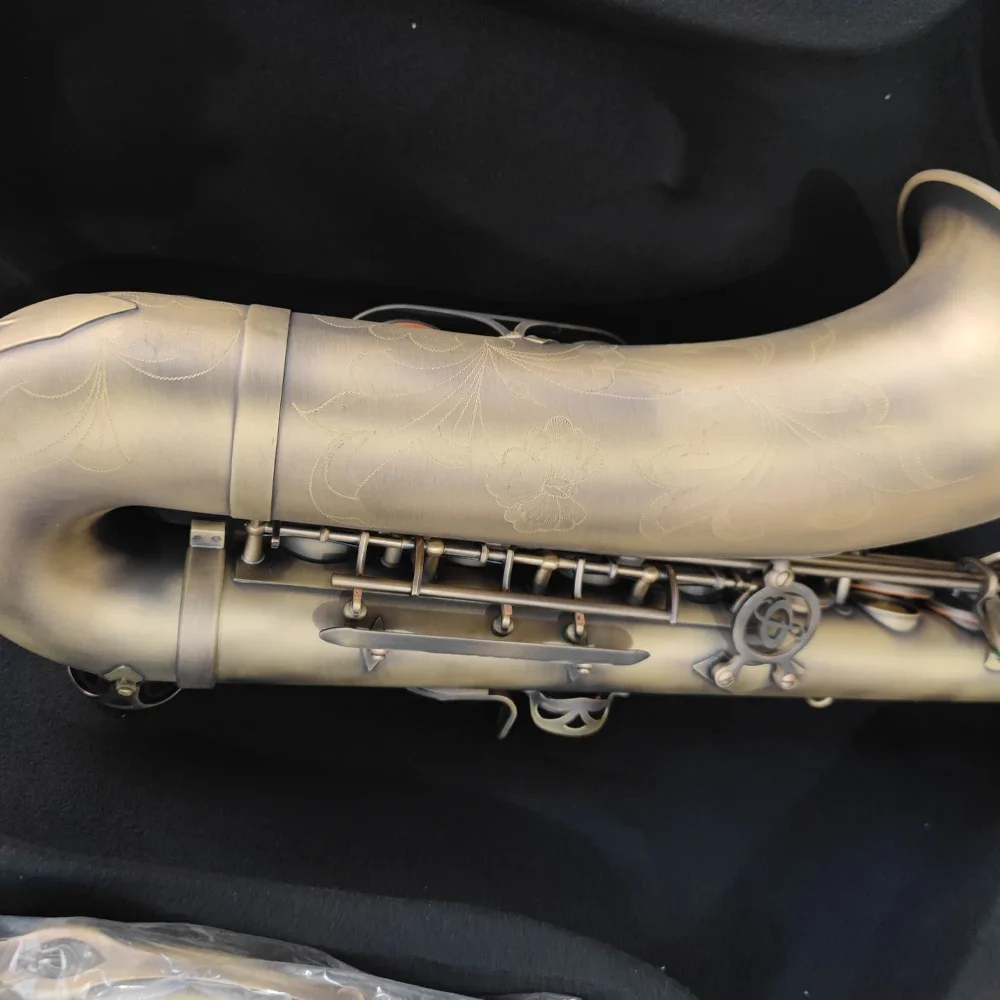 Système Saxophone ténor de haute qualité, matériau plat en Bronze avec bord roulé, Saxophone de Style professionnel