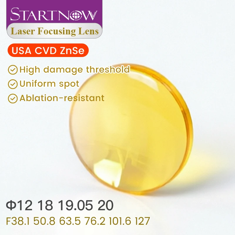 Startnow CO2 Laser Focusing Lens USA CVD ZnSe Dia 12 18 19.05mm 20 FL 38.1 50.8 63.5 76.2 101.6 For Laser Cutting Machine Parts