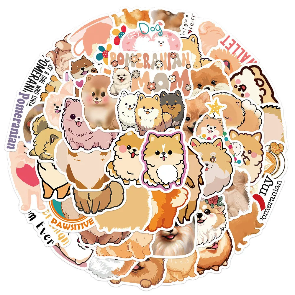 

50PCS Cartoon Cute Pomeranian Graffiti Stickers for Bicycle Hand Account Pencil Case Decals BulingBulingStickers Store
