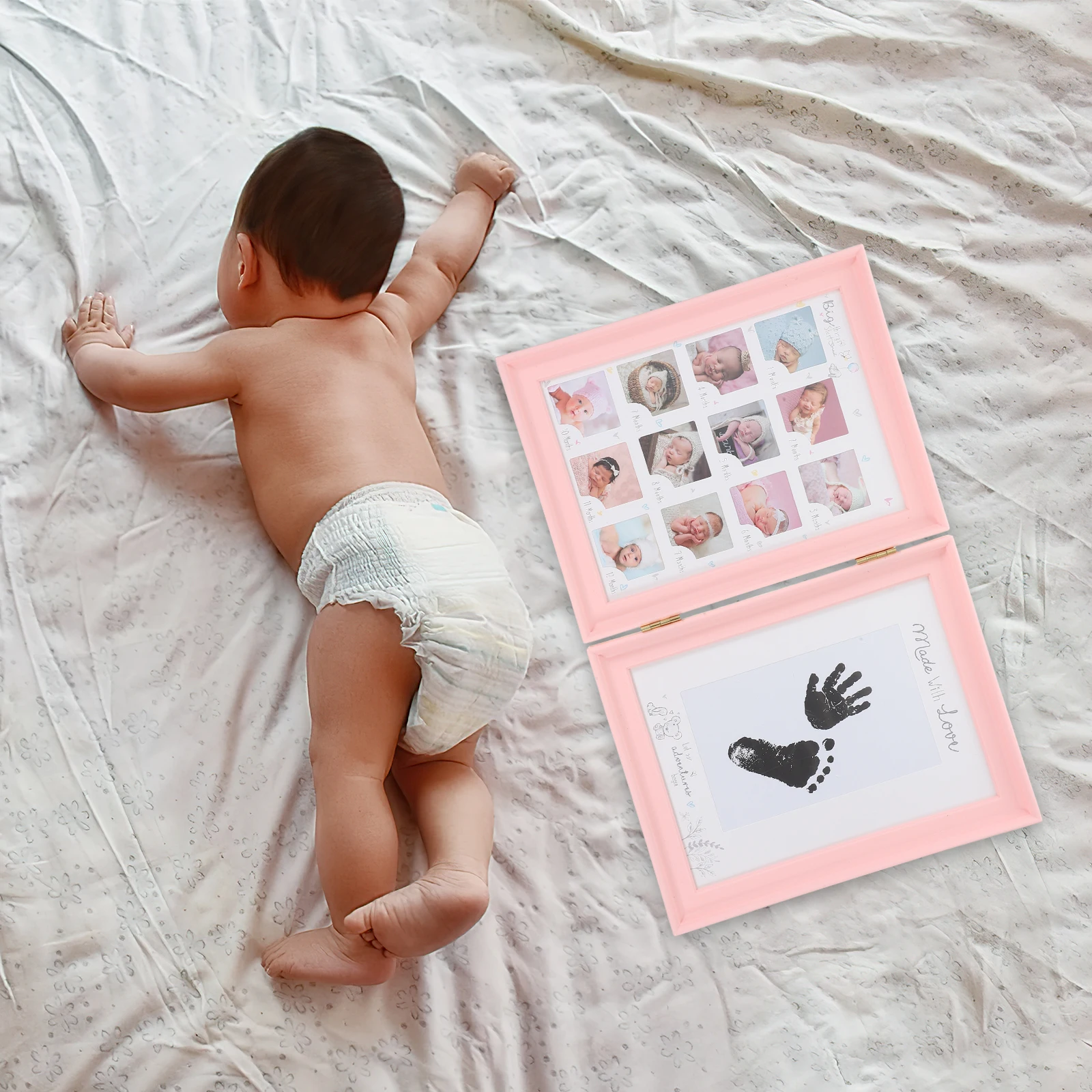 

Growth Memorial Photo Frame Gifts Keepsake Footprint Clay Handprint Picture Frames Memories Plastic Child