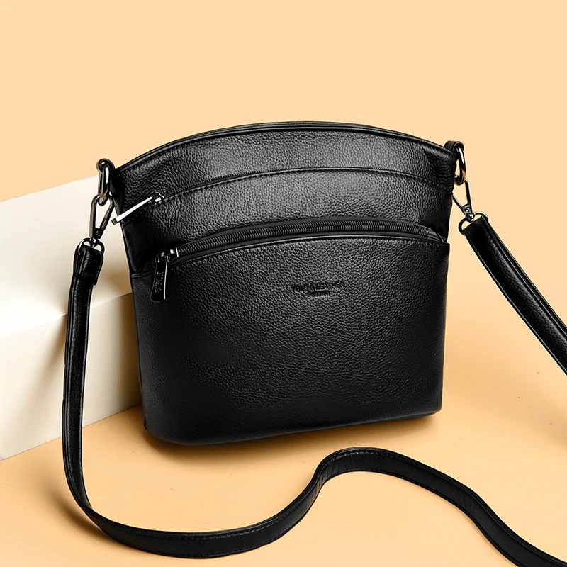 

Women Fashion PU Leather Shoulder Bag, Vintage Solid Color Crossbody Purse with Multi Zipper, Casual Travel Commute Ladies Tote