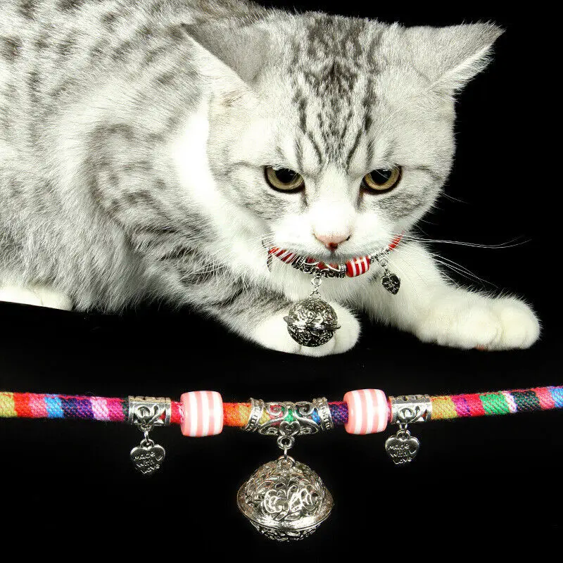 

Cat Bell Collar Vintage Ethnic Handmade Accessories Puppy Collar Necklace Pet Small Necklace Leash Bell Pet Products New