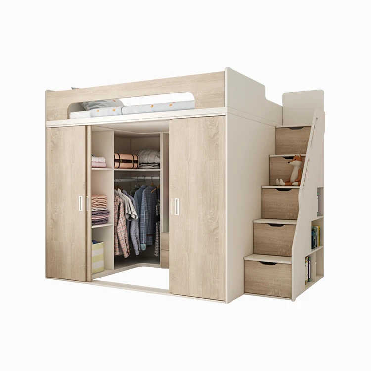 *New Design Wood Grain Children Beds and Wardrobe With Cloakroom