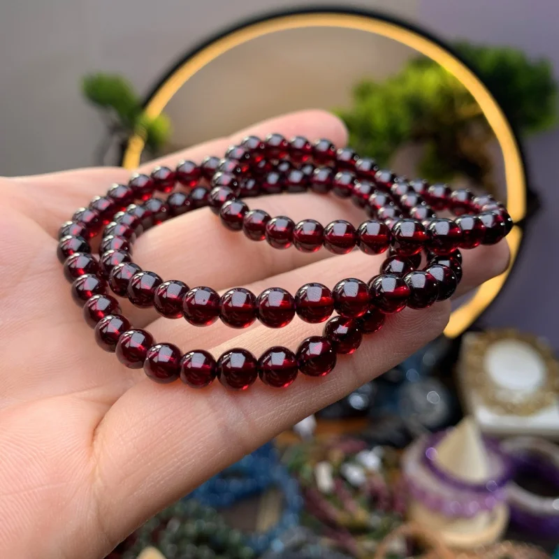 Claret Garnet Bracelet Three Rings Natural