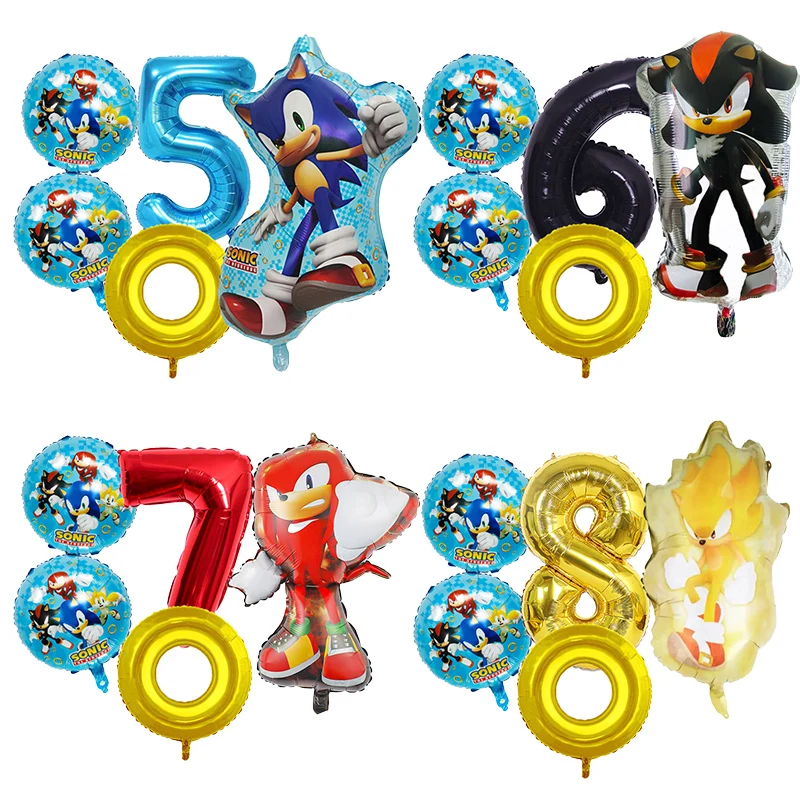 

New Sonics Theme BOY Birthday Balloons Set Number Balloon Suit Foil Ballon Birthday Party Decoration Supplies Baby Shower Gift