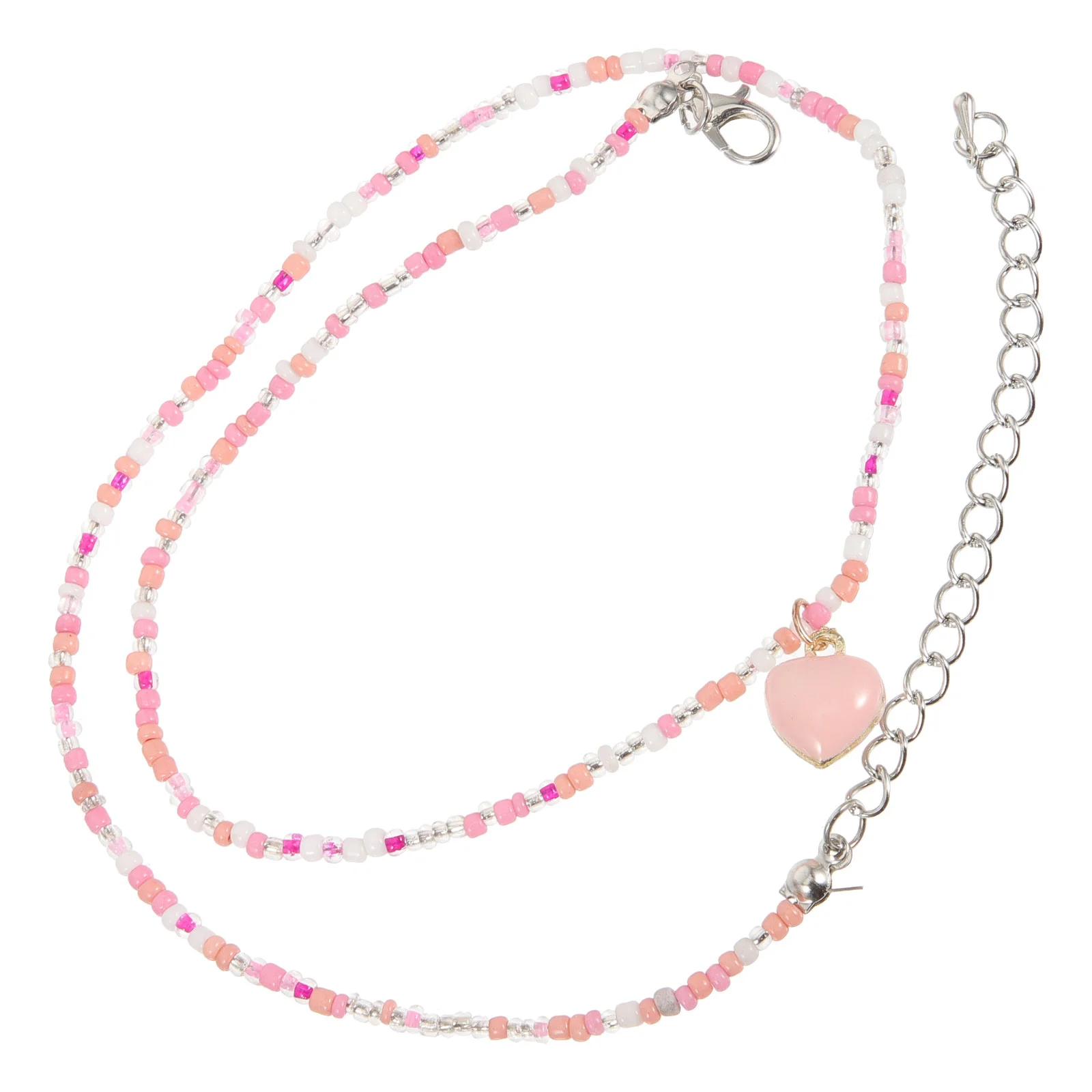 Colorful Heart Pendant Rice Beads Necklace Necklaces for Girls Personalized Skin-friendly Wedding Bridal Ladies Jewelry