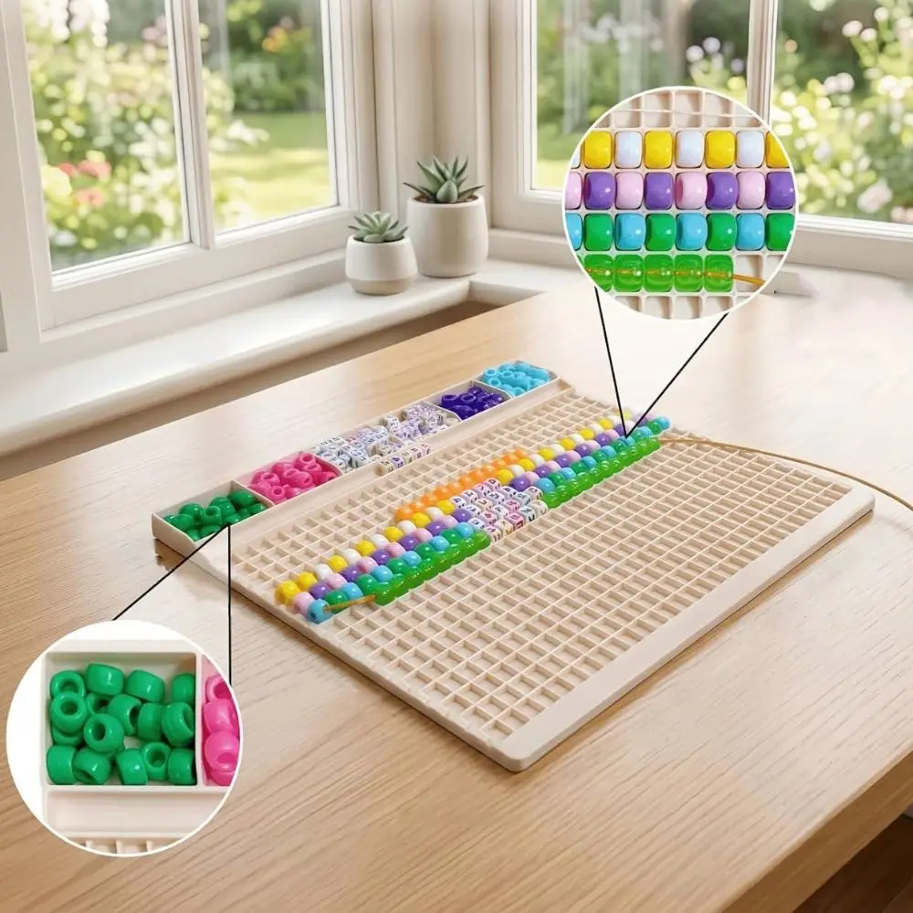DIY Pony Beads Fast Stringing Tray with 3 Beading Needle&Storage Tube Large Capacity Bead Bracelet Board Beading Board Tray