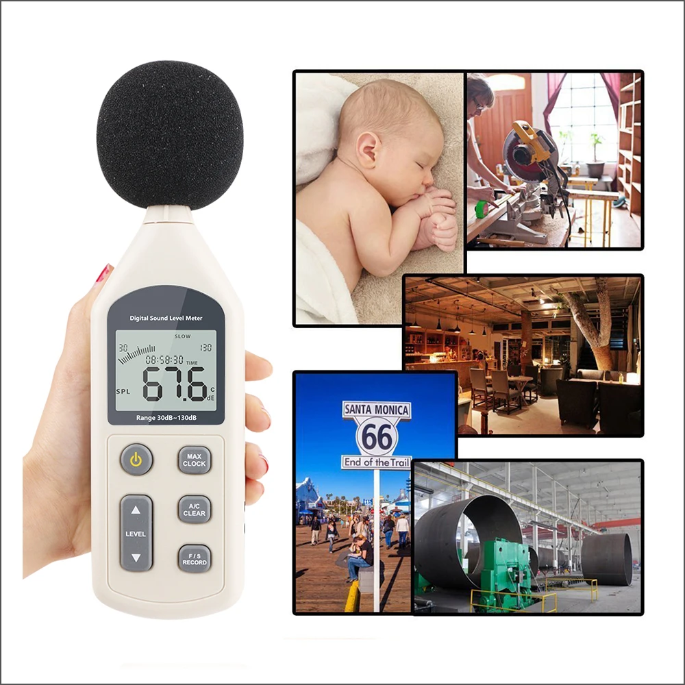 RZ Digital Sound Level Meter Noise Neter 30-130dB High Precision Handheld Noise Tester Indoor Audio Level Decibel Meter GM1357