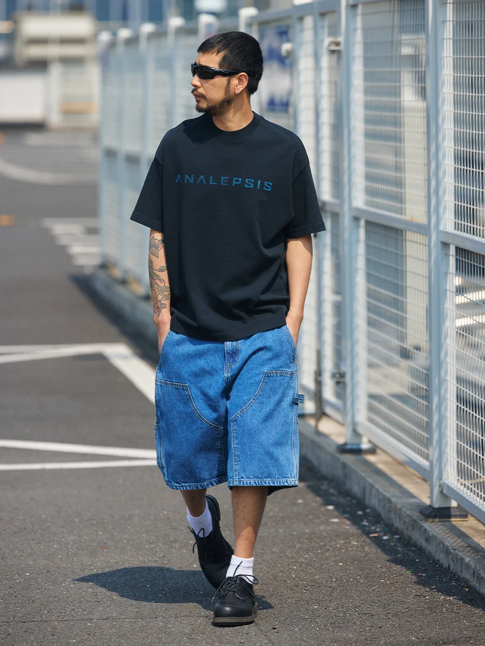Washed Bamboo Cotton Straight Leg Short Pants Six Pockets Casual Jeans Men's Shorts mid Waist Five-Foot Length YKK Brand