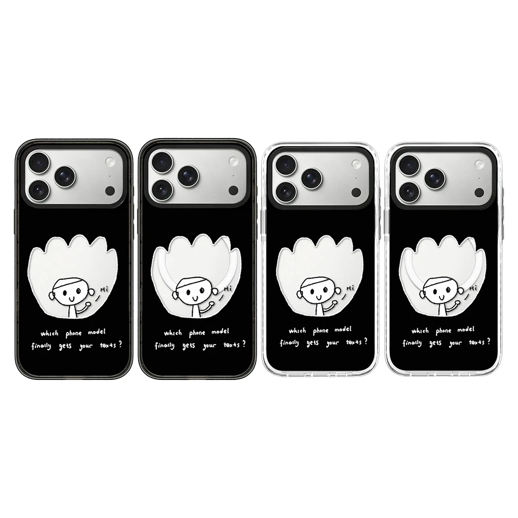 

cartoon hi Acrylic Black Border Magnetic Case: Compatible With IPhone 17 16 15 14 13 12 Pro Max 17 Air