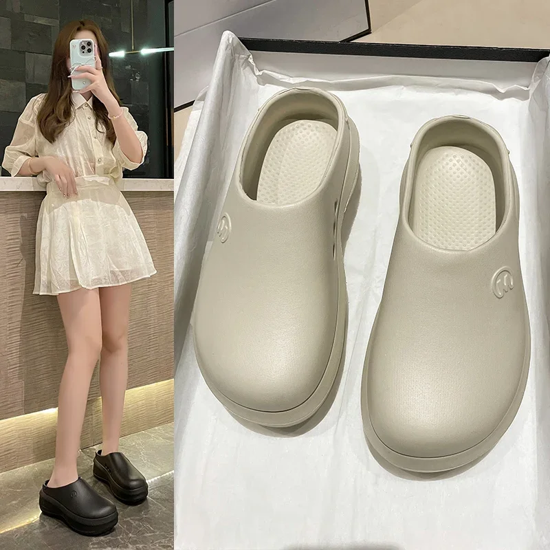 المرأة الصيف سميكة سوليد النعال إيفا خفيفة الوزن المضادة للانزلاق الارتفاع المرأة الصنادل كسول أحذية الشارع العصرية أحذية الشاطئ