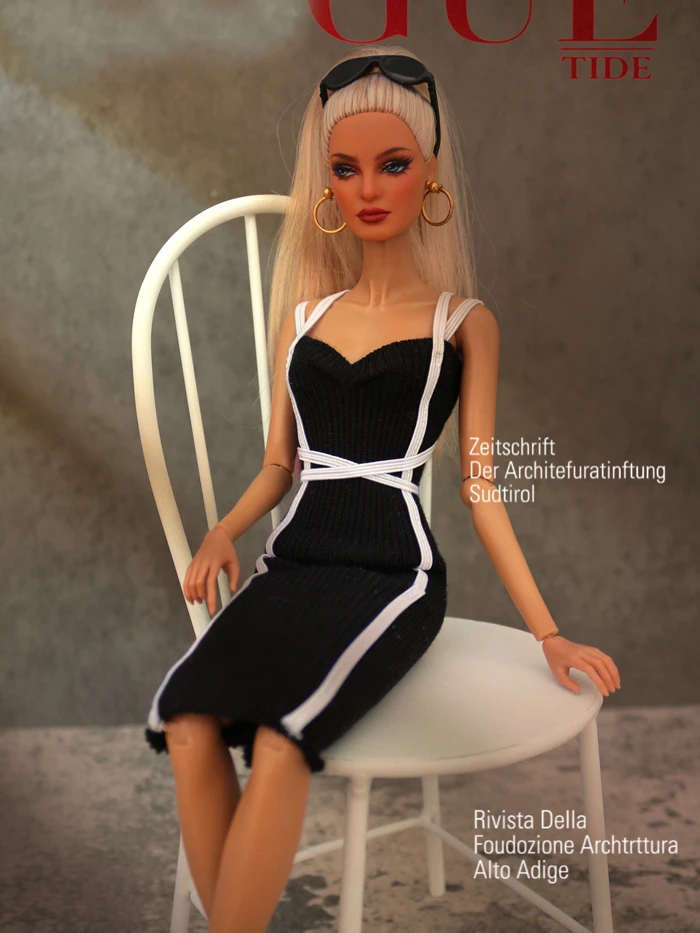 Black knitting Slim dress / 100% handmade 30cm doll clothing summer wear outfit For 1/6 Xinyi FR ST Barbie Doll clothes / toy