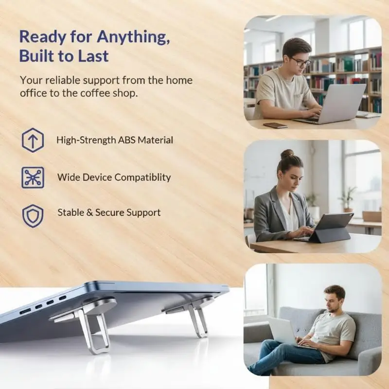 1 Pair Foldable Laptop Stand Adjustable Anti-Slip Portable Keyboard Riser for Student Work Travel