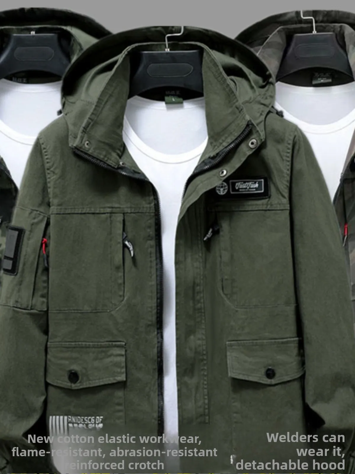 

Комплект спецодежды Thiened для мужчин: износостойкая верхняя одежда из чистого хлопка с эластичной камуфляжной расцветкой для строительных работ