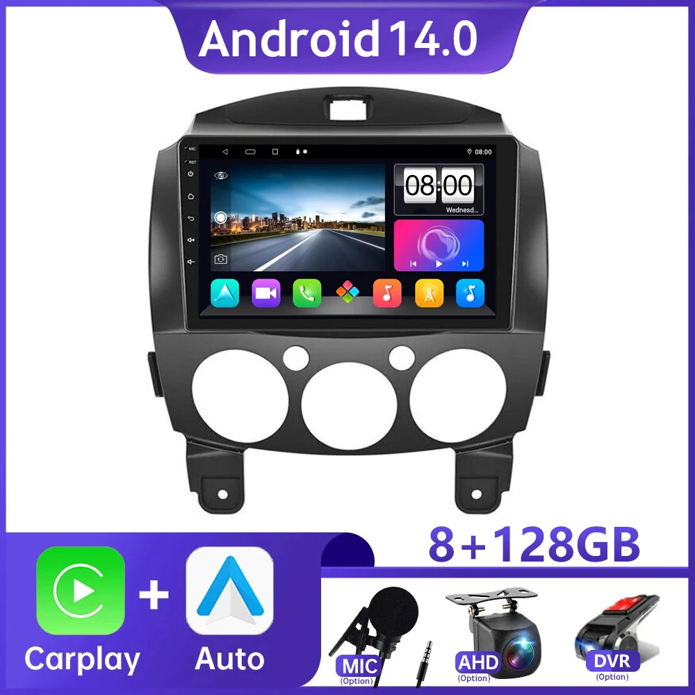 

9 Inch Car Radio For MAZDA 2 Mazda2 2007-2014 Android 14 Multimedia Video Player Navigation GPS 4G Carplay Auto Stereo Head Unit