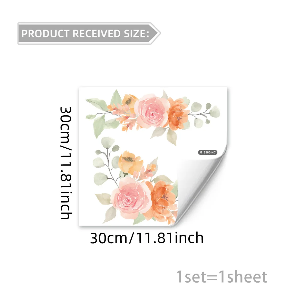 Home Makeover 30*30cm 11.81*11.81inches Floral Wall Stickers Easy Application Floral Wall Decoration Elegant Wall Decor