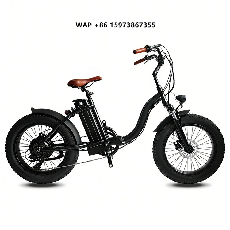 20-inch Fat Tire Folding 36V Retro Electric Bicycle Low-step Full Suspension Assist Bike for City & Beach Leisure