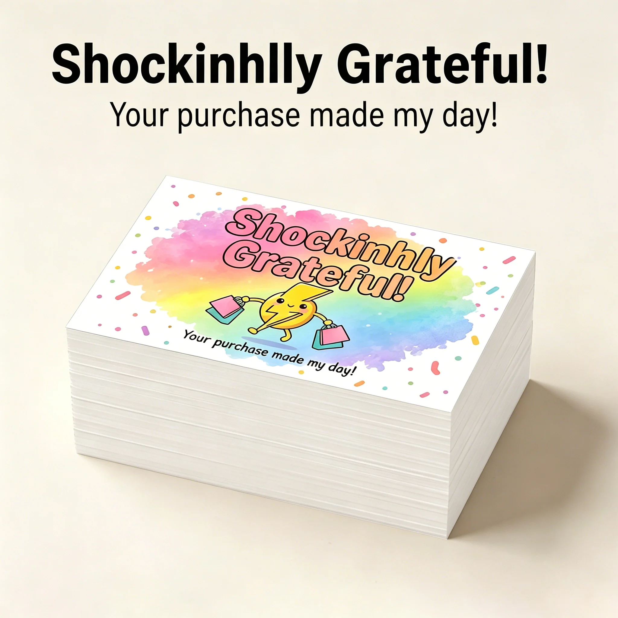 

Heartfelt Thank You Cards, 'your Order Warmed My Day' Text, 50/100 Sheets, Ideal for Online Store Owners & Handmade Sellers