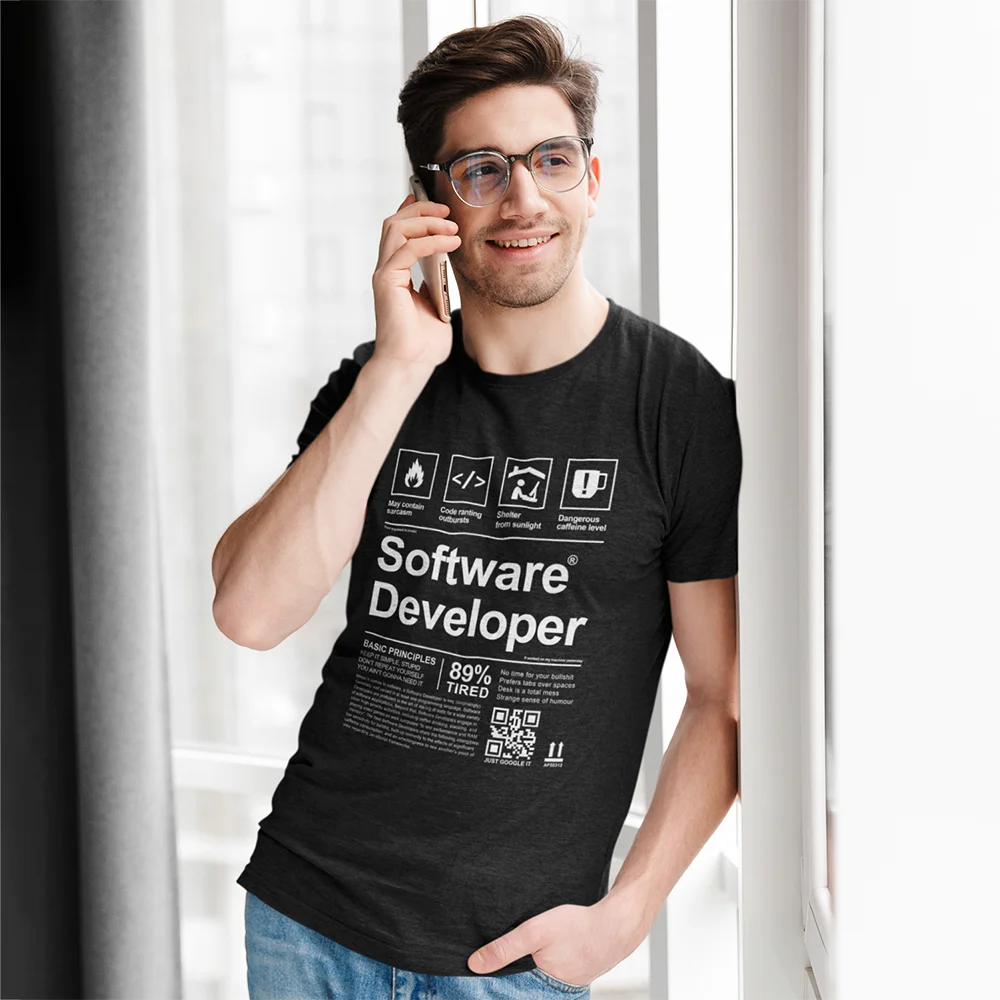 Funny Software Engineer Programming SOFTWARE DEVELOPER printed T Shirt for men 100% Cotton Clothing Vintage Gift Idea T-Shirt