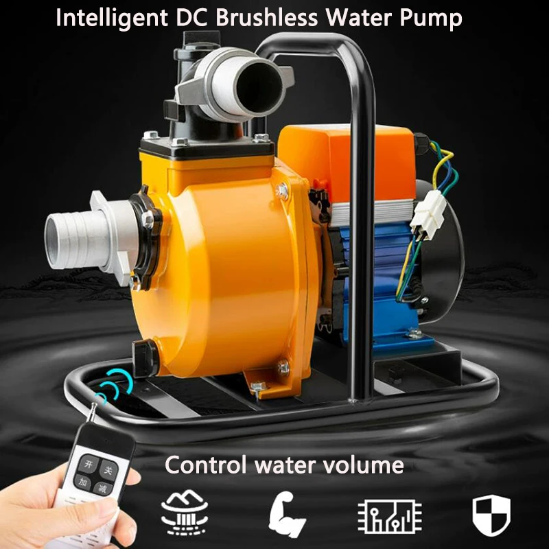 

Large Flow Agricultural Irrigation Water pump, 48V-72V Intelligent DC Brushless Water Pump Outdoor Wireless Garden Watering Pump