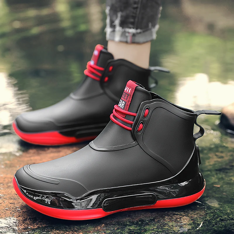 

Fashion Couples' Rain Boots for Men & Women | Lace-Up Waterproof Shoes for Students Outdoor Versatile Casual Work Rain Footwear