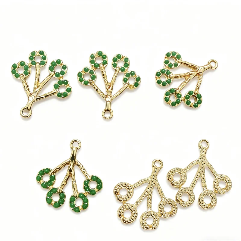 

Оптовая продажа, 50 шт./лот, бусины зеленого цвета, мультяшное дерево, цветы, сплав, плавающий медальон, бусины, ювелирные изделия своими руками, аксессуары для одежды